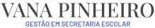Logotipo principal, letras pretas e tagline azul, da Vana Pinheiro